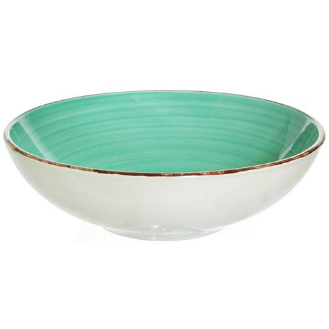 Тарелка суповая, керамика, 18 см, круглая, Аэрография Изумруд, Elrington, 139-23087, изумрудная