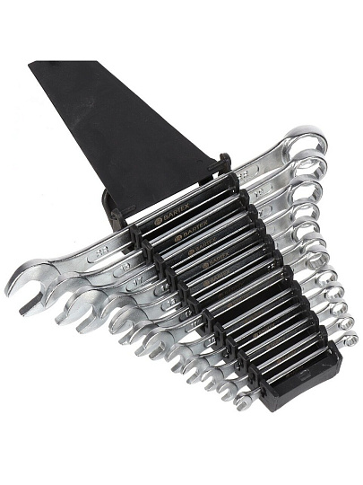 Набор ключей комбинированный, 12 предметов, Bartex, 6-22 мм, анодированный, CrV сталь, держатель