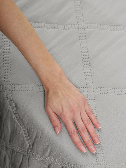 Покрывало евро, 240х260 см, 100% полиэстер, Silvano, Гранни, светло-серое