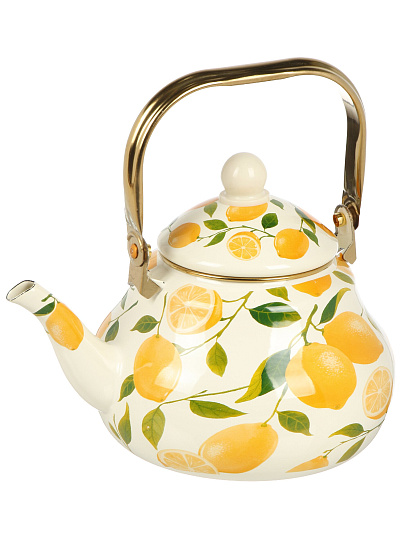 Чайник сталь, эмалированное покрытие, 2.5 л, ручка металл, Daniks, Лимоны, индукция