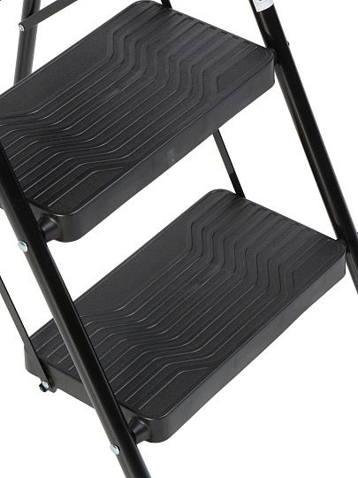 Стремянка 1 секция, 4 ступени, металл, 150 кг, широкая ступень, черный с желтым, WK2226-4