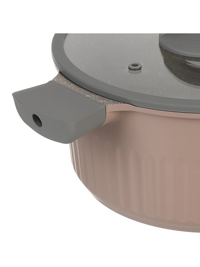 Кастрюля алюминий, антипригарное покрытие, 3.2 л, крышка стекло, Kukmara, Stella, кск32а, капучино