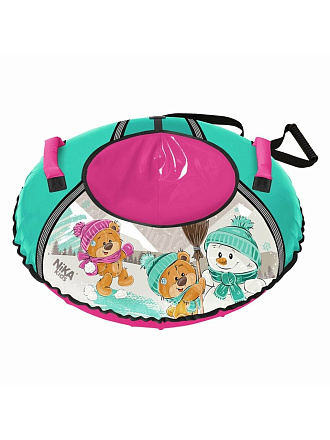 Санки-ватрушка Nika, С забавными медвежатами, 85 см, 90 кг, с буксировочным тросом, с ручками, 2 ручки, ТБ1КР-85/ЗМ