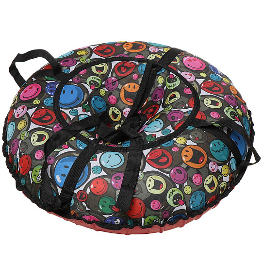 Ватрушка Дизайн Смайлики УВ-диз-0,8_CSB8 с буксировочным ремнем и ручками, 70 кг, 80 см