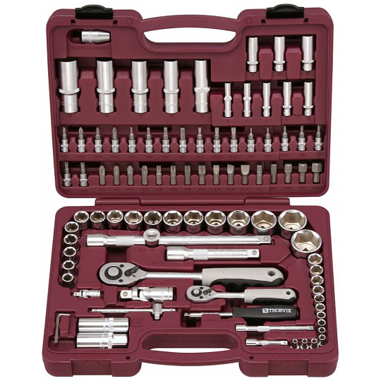 Набор слесарных инструментов Thorvik, UTS0094, 1/2", 1/4", сталь, кейс, 94 предмета