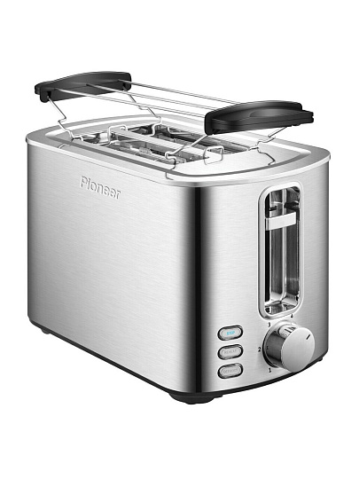 Тостер Pioneer, TS151, 850 Вт, 2 тоста, механический, серебристый