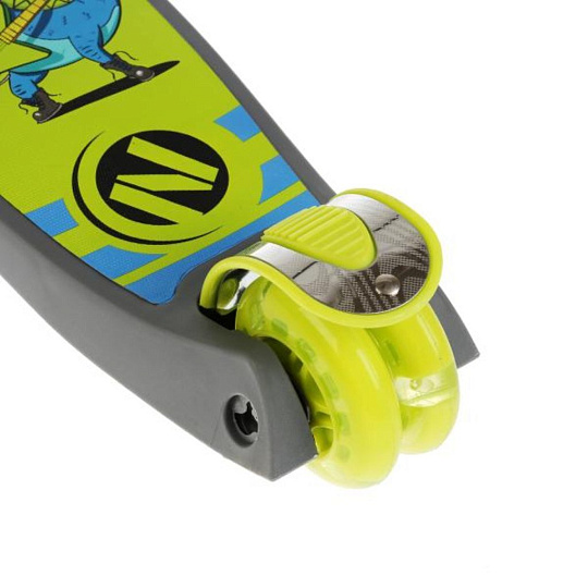 Самокат трехколесный, детский, колеса 120, 80 мм, управление наклоном, регулируемая рулевая стойка, подсветка колес, Next, Дино, JP-MG-03M-DINO_N