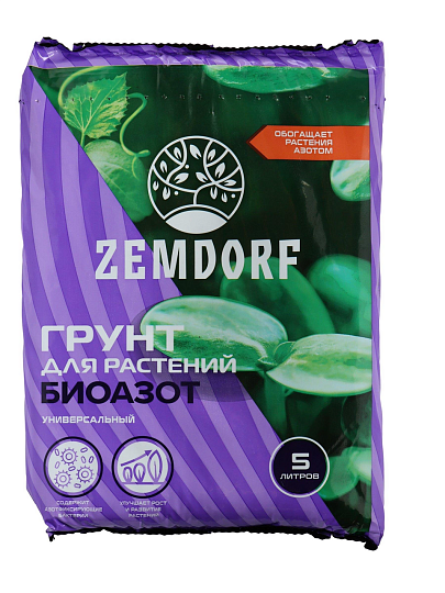 Грунт Биоазот, универсальный, пакет, 5 л, ZEMDORF