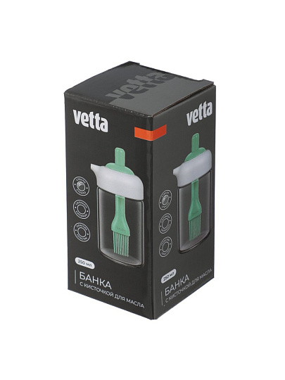 Бутылка для масла, стекло, 250 мл, 14х7 см, с кисточкой, силикон, Vetta, 828-348