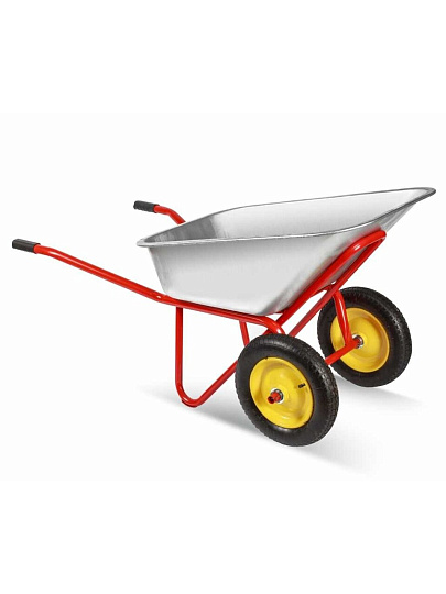 Тачка строительная двухколесная, сталь, 240 кг, 110 л, 0.7 мм, втулка d25 мм, PR 3.25х8, красная, Корона, 32.110.240 Profi PR