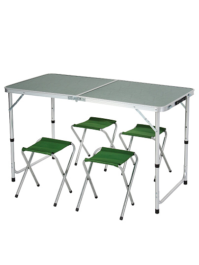 Стол складной металл, прямоугольный, 120х60х70 см, C010202, 4 стула
