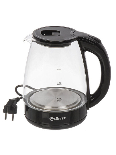 Чайник электрический Lofter, CX-K313-18LED, 1.8 л, 1500 Вт, скрытый нагревательный элемент, стекло, пластик