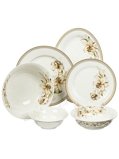 Сервиз столовый фарфор, 23 предмета, на 6 персон, Lefard, Lilies, 590-273