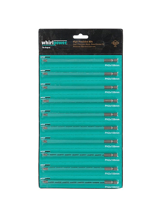 Набор бит Whirlpower, PH2, 150 мм, 10 шт, индивидуальная упаковка
