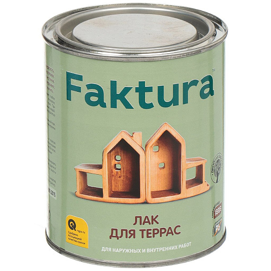 Лак Faktura, для террас, глянцевый, алкидно-уретановый, для внутренних и наружных работ, 0.7 л