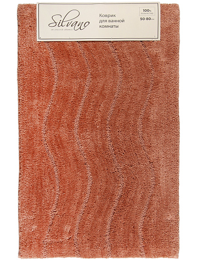 Коврик для ванной, 0.5х0.8 м, микрофибра, волна, персиковый, Silvano, Лиона