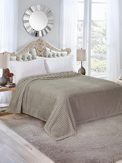 Плед евро, 200х220 см, велсофт жаккард, 100% полиэстер, Silvano, Полоски, мокко, JAC 2