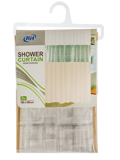 Штора для ванн 180х180 см, PEVA, Бежевая с прозрачной вставкой, Y4-11145