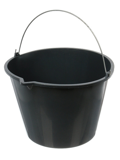 Ведро пластик, 20 л, черное, строительное, со сливом, антиударное, вс20а