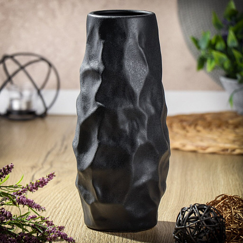 Ваза для сухоцветов керамика, настольная, 26х12 см, Вайб, Y4-6530, черная