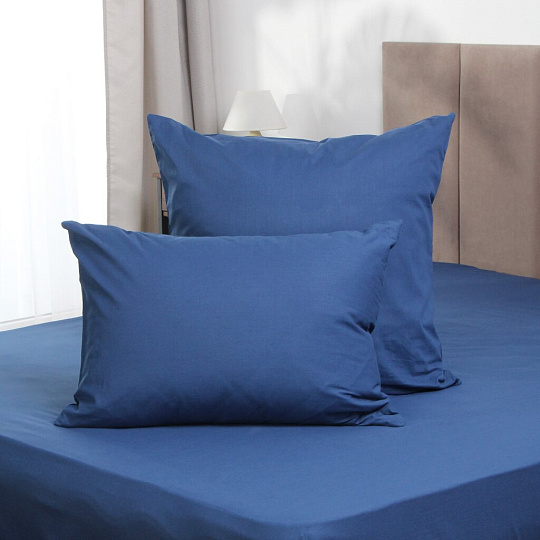 Постельное белье евро, пр160х200х25, 2н50х70, 2н70х70, п200х215, резинк, Silvano, попл, Синий