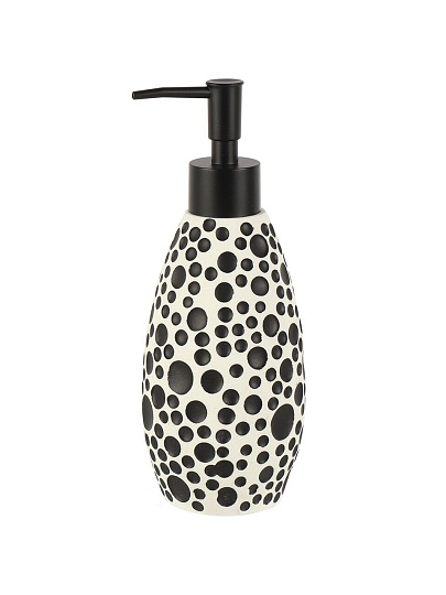 Дозатор для жидкого мыла, полистоун, 7.6x14/20.5 см, 350 мл, черно-белый, BRE0214BA-LD