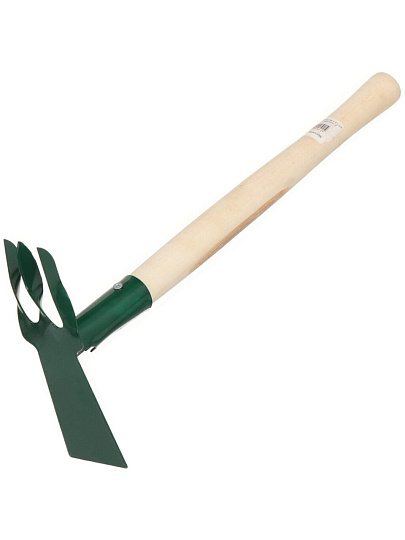 Мотыжка комбинированная, черенок деревянный, с 3-х зубыми витыми граблями