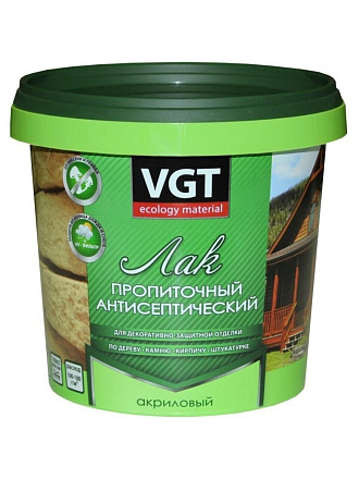 Лак VGT, антисептик, полуглянцевый, акриловый, белый, для внутренних и наружных работ, 0.9 кг