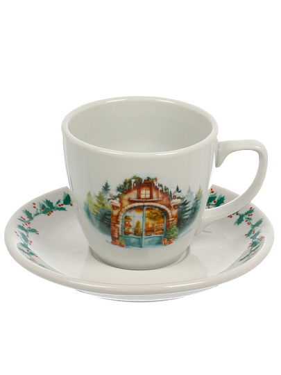 Набор чайный фарфор, 5 предметов, на 2 персоны, 190 мл, Добрушский фарфоровый завод, Тренд Первый снег, 5С1667Ф34