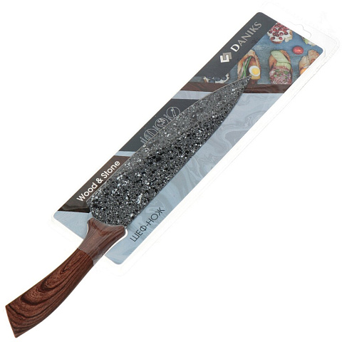 Нож кухонный Daniks, Wood&Stone, шеф-нож, нержавеющая сталь, 20 см, рукоятка пластик, YW-A233-CH