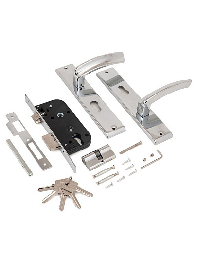 Замок врезной Аллюр, АРТ ЗВ4-70.08 CP, ручка в комплекте, цилиндровый, хром