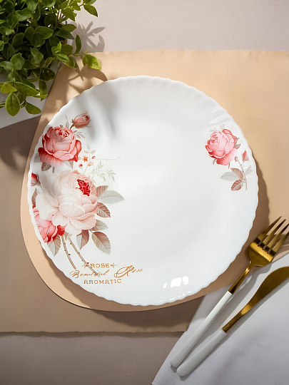 Тарелка обеденная, стеклокерамика, 24 см, круглая, Шарм, Daniks, LHP95
