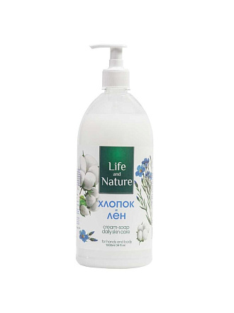 Крем-мыло Freshweek, Life&Nature, 1 л, Хлопок и лен