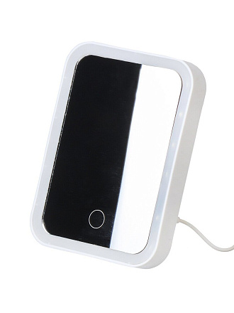 Зеркало настольное, 14х18х3.5 см, прямоугольное, подсветка, A070001