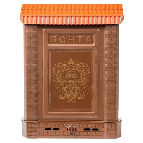 Ящик почтовый пластиковый замок, коричневый, c орлом, c декоративной накладкой, Цикл, Премиум, 6125-00