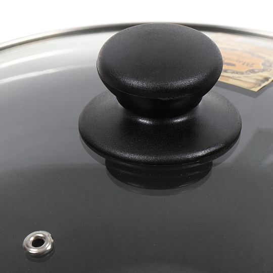 Сковорода чугун, 20 см, Maysternya, черная, с крышкой, индукция, T2011С3