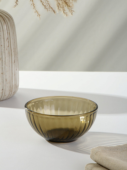 Салатник стекло, круглый, 13х6 см, Elica, 62094-01, дымчатый