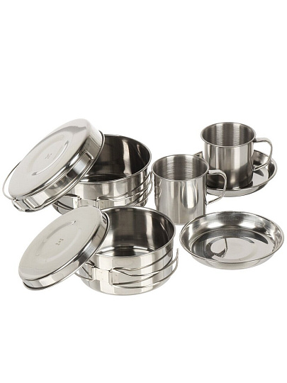 Набор посуды походный, нержавеющая сталь, 8 предметов, Ecos, Camp-S11, 106940