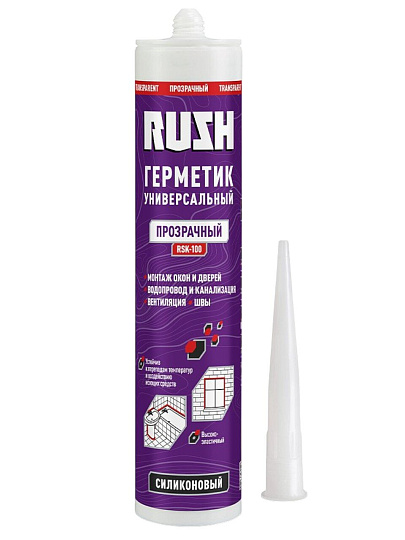 Герметик силиконовый, универсальный, KUDO, RUSH, RSK-100, 310 мл, прозрачный