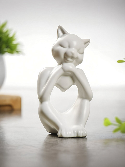 Фигурка декоративная керамика, Кошечка, 6.5х6.5х13.5 см, Y4-9107