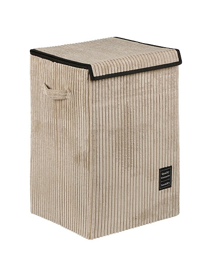 Корзина для хранения, 33х33х53 см, прямоугольная, фланель, серая, с крышкой, A190020