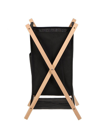 Корзина для белья, 39х62 см, прямоугольная, дерево, текстиль, черная, Y4-7887