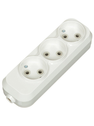 Корпус удлинителя 3 гнезда, 2 полюса, без заземления, 10 А, белый, TDM Electric, Народная, SQ1806-0416