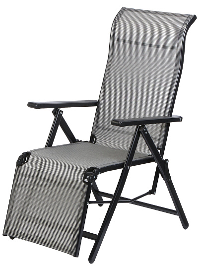 Шезлонг металл, 110х58 см, 150 кг, 6, серый, C010238