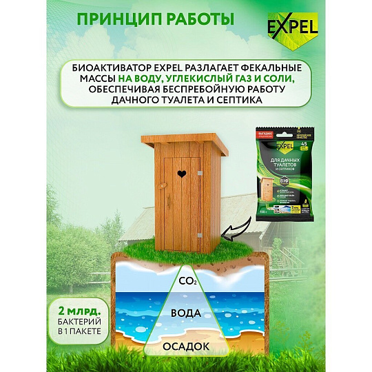Биосостав для дачных туалетов и септиков, Expel, 150 г, саше, TS20005