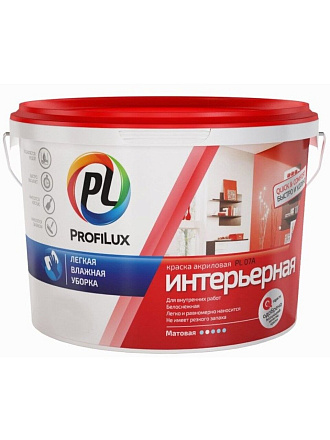 Краска водно-дисперсионная, Profilux, PL-07А, акриловая, интерьерная, влагостойкая, матовая, супербелая, 3 кг