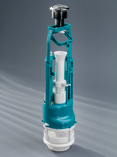 Клапан для бачка унитаза пластик, двухрежимный, кнопочный, хром, сливной, Инкоэр, СБ2-АА Р