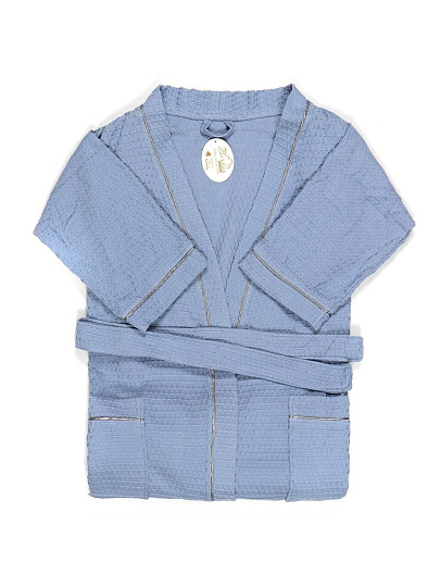 Халат унисекс, вафельный, 100% хлопок, голубой, L-XL, 48-50, Barkas, AI-0106015