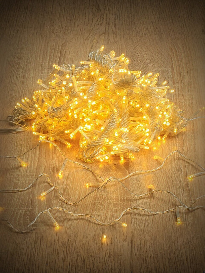 Гирлянда 500 ламп, 4х2.5 м, 8 режимов, Занавес, теплый белый свет, прозрачная, сетевая, Y4-5651