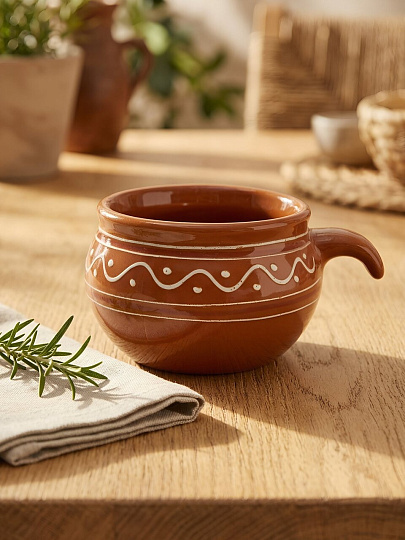 Кокотница керамика, 9х6 см, 0.3 л, круглая, Псковский Гончар, Орнамент, ПГ022-00087870